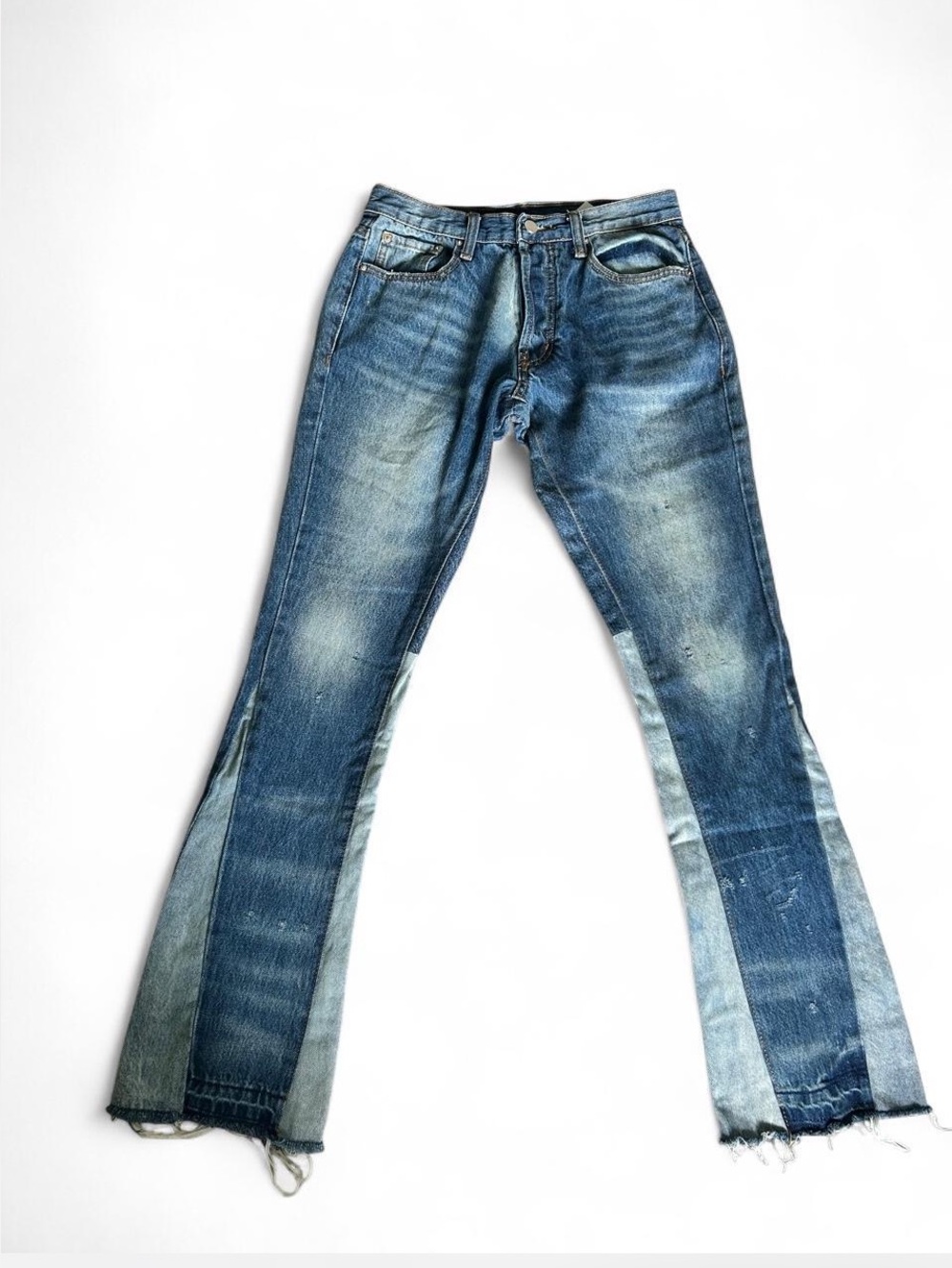 MNML Two-Tone Blue Bootcut Jeans. Size 28